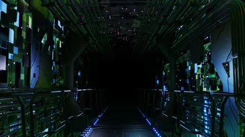 Inside Digital Wiring Network Tunnel Sci-fi Stock Photos