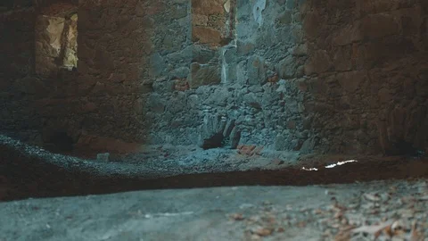 Inside Dilapidated Old Tower Ruin | HD Stock Footage 88323695
