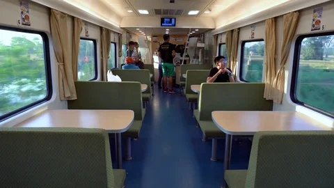 Inside of Dining Car in Thai Train Stock Footage 83080371