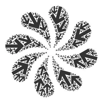 Inside Direction Arrow Icon Twirl Flower Cluster Stock Illustration