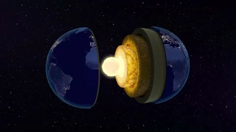 Inside Earth core model animation with geological layers. 4k resolution. Stock Footage 161033614