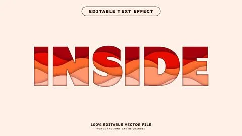 Inside Editable Text Effect with vibrant Wave Pattern draw inside style Stock Illustration