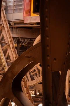 The inside of the Eiffel Tower in a sunny day in Paris 3 Stock Photos