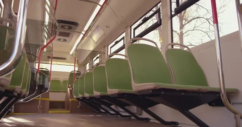 Inside the electric bus Stock Footage 99234591
