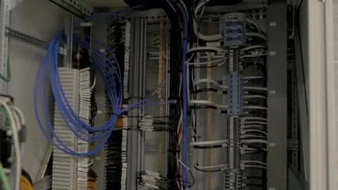 Inside of electrical cabinet of control box Stock Footage 108506170