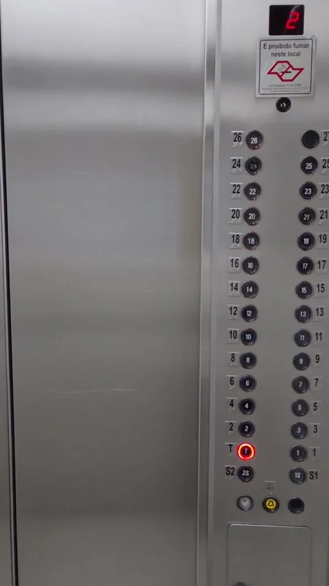Inside elevator with digital screen showing elevator going down. Stock Footage 252224780