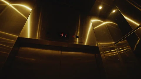 Inside Elevator of skyscraper building, digital display showing floors get Stock Footage 245147990