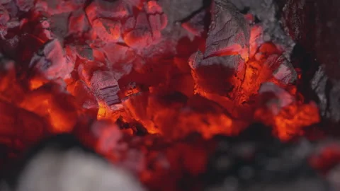The inside of a ember oven Stock Footage 234542599