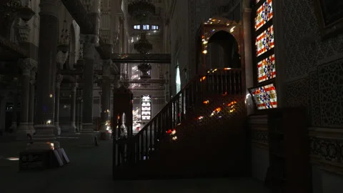 Inside Emir Abdelkader Mosque, North Africa, Constantine, Algeria Stock Footage 232603677