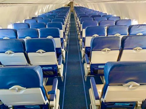 Inside Empty Airplaine Cabin Foto stock