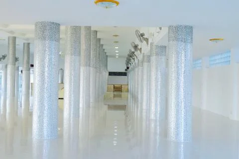 Inside Empty Basement hall in underground floor. Stock Photos