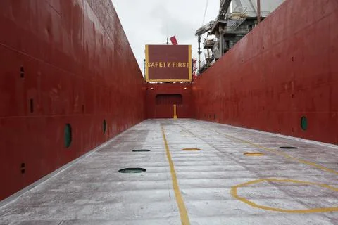 Inside empty cargo hold of general cargo ship Stock-Fotos