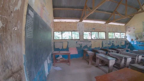 Inside an empty classroom in African school, Zanzibar, Tanzania Stock Footage 129401117