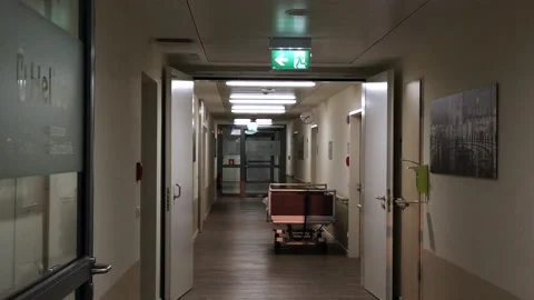 Inside an empty hospital corridor Stock Footage 155432177