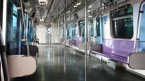 Inside an empty LRT 2 Stock Footage 201502414
