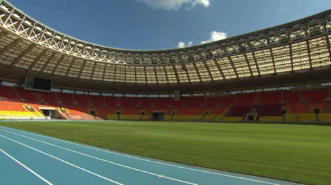 Inside empty Luzhniki stadium (before 2015)  Vídeos de archivo 24771494