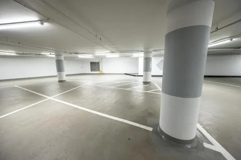Inside an empty parking garage. Stock Photos