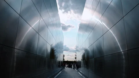 Inside Empty Sky Memorial in Liberty State Park in Jersey City, USA. Video stock 318225145
