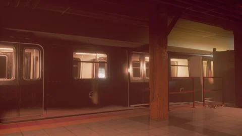 Inside of an empty subway metro Stock Illustration