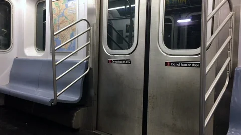Inside an empty subway train Stock Footage 94035390