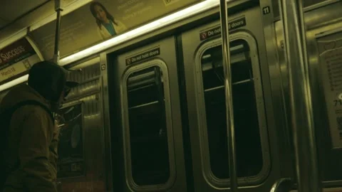 Inside an empty Subway train in New York, United States. Stock Footage 255810041