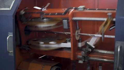 Inside a factory showcasing wire machinery in motion and automated processes Stock-Footage 306300116