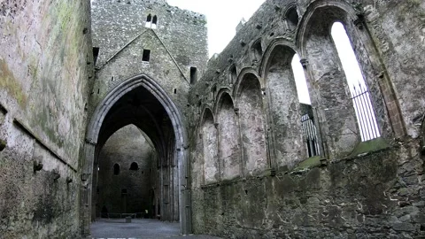 Inside The Famous Castle, Rock Of Cashel, In Cashel, Ireland Stock Footage 159189049