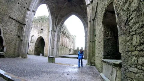 Inside The Famous Castle, Rock Of Cashel, In Cashel, Ireland Stock Footage 159190175
