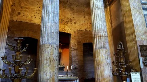 Inside the famous Pantheon. Panoramic view of the interior Stock Footage 156262331