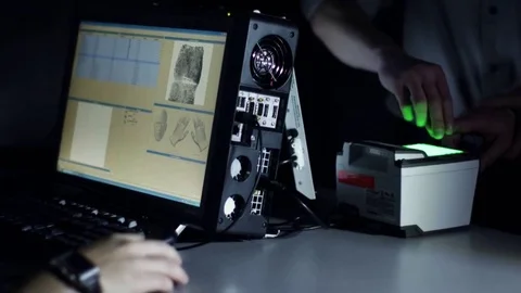 Inside the FBI's IAFIS fingerprint identification laboratory. Stock Footage 74835530