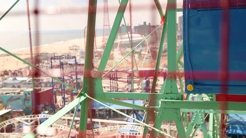 Inside ferris wheel over Coney Island Video stock 74640501