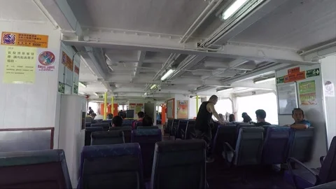 Inside the ferry, Hong Kong Stock Footage 153098497