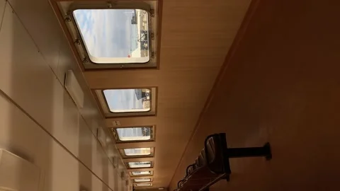 Inside ferryboat in sunny day. Vertical orientation Stock Footage 167274018