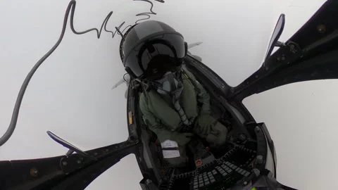 Inside Fighter Jet Cockpit Above the Clouds - Authentic Real Footage Stock Footage 315580151
