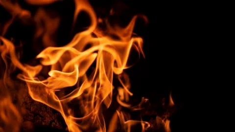 Inside the fireplace, the firewood burning process Fotos Stock