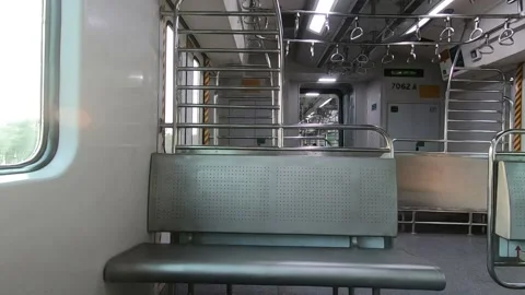 Inside footage of Mumbai AC local Stock Footage 233766772