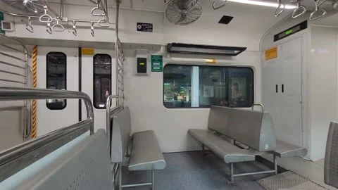 Inside footage of Mumbai AC train local. Stock Footage 233851350