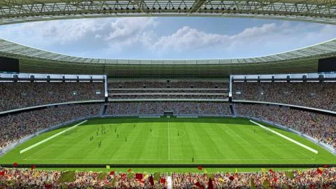 Inside the football stadium 3d rendering Stock Illustration