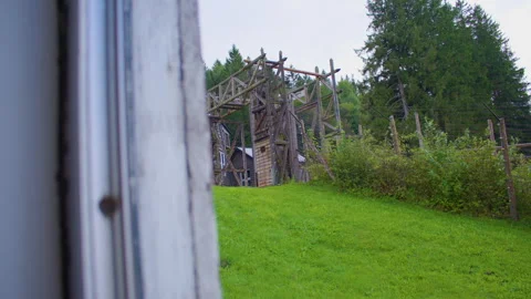 Inside of a former concentration camp, now a museum 스톡 동영상 299069461
