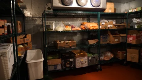 Inside freezer storage vegetables fruit lettuce camera Stockbeeldmateriaal 89372923