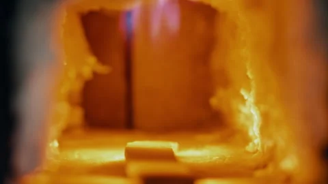 Inside a furnace in the workshop Stock Footage 275450201