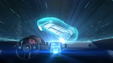 Inside of Future hybrid cars, charging lithium ion battery cell. echo car. 4k . Stock Footage