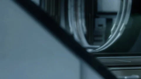 Inside a futuristic facility with technology and metal structures Stock Footage 344968326