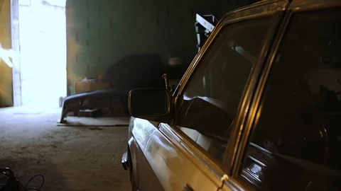 Inside the garage there are rare cars. Stock Footage 77175133