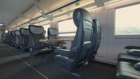 Inside German Railway ICE First Class Intercity Express - high speed train Stock Footage 320940421