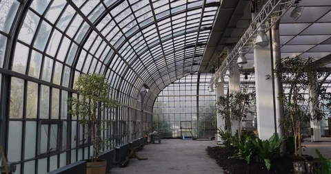 Inside a glas house in summer Stock Footage 126637479