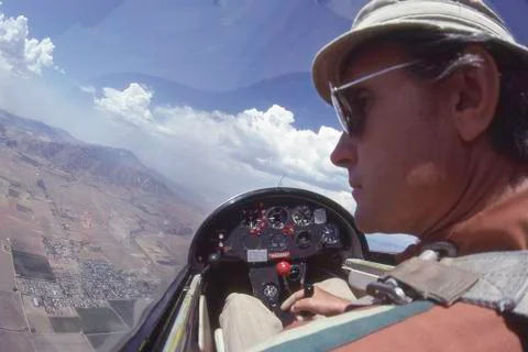 From inside glider cockpit Stock Photos