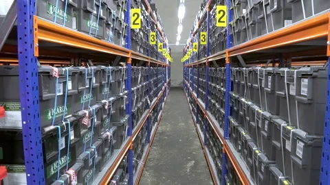 Inside the global seed vault Shelves with seed boxes stocks in Global seed vault Stock Footage 240431195