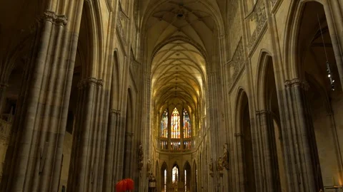 Inside the gothic St. Vitus Cathedral Stock Footage 117678802