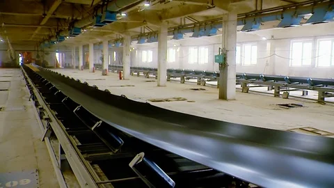 Inside Of The Grain Elevator. The Storage of Grain . Technological Processes in Stock Footage 81637348